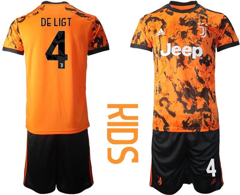 Youth 2020-2021 club Juventus away orange #4 Soccer Jerseys->customized soccer jersey->Custom Jersey